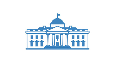 Simple Outline Building Illustration of Famous Governmental House Landmark