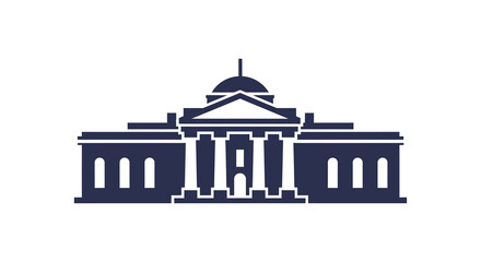 Minimalist Silhouette of Government Building Symbol with Columns and Dome Shape