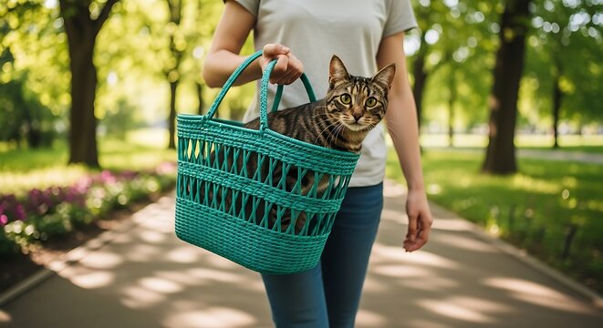 Cat in a Bag - A Sunny Stroll in the Park.