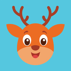 christmas cartoon Adorable reindeer head Vecto art