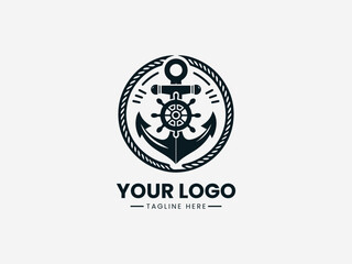 Boatswain Vector Logo Illustration Nautical Maritime Symbol in Modern Minimalist Style