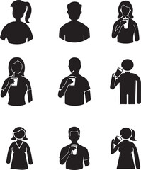 People Drinking Beverages Silhouettes of Various Individuals Enjoying Drinks