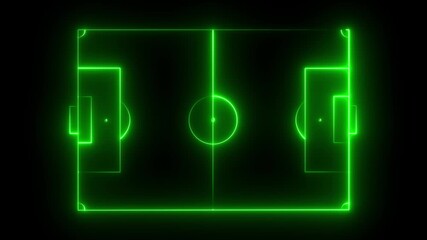 Multi-Use Playfield aerial ,neon light Aerial view of a multi-use playfield with soccer and lacrosse. Top view. black background 4k video . - Powered by Adobe