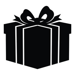 Classic black gift box silhouette with a bow perfect for celebrations and presents silhouette
