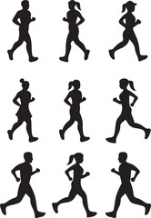 Runners in Silhouette Collection of  Running People set