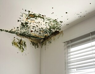 Mold damage on ceiling and wall corner
