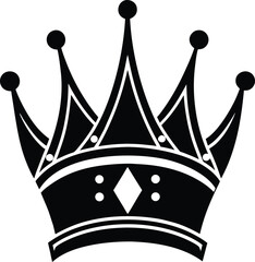 Set of black crown silhouettes on white background vector illustration