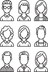 Line Art Portraits Diverse Avatars for User Profiles and Branding icon