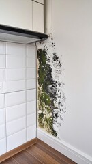 Moldy corner of a kitchen wall