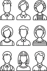 Line Art Portraits Diverse Avatars for User Profiles and Branding icon