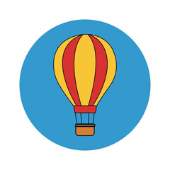 Fototapeta premium Colorful hot air balloon illustration on bright blue background adventure travel fun and excitement