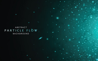Abstract Particle Flow Background. Glowing Cyan Light Dust Vector