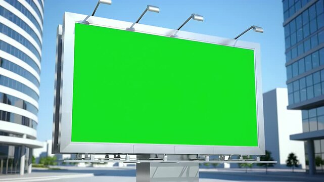 Green Screen Billboard in Urban Setting - Advertising Mockup
