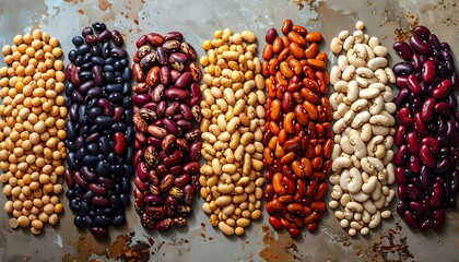 Assortment of Colorful Beans: A Vibrant Close-Up of Various Legume Varieties
