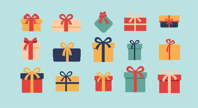 A collection of various gift boxes with ribbons and bows.