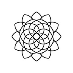 Geometric flower pattern with petal shapes on transparent background