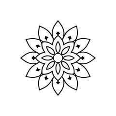 Floral mandala design with petal elements on transparent background