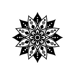 Detailed floral mandala symmetrical design on transparent background