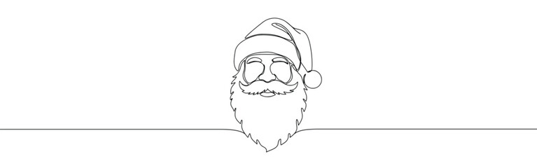 Santa Claus line art. Christmas xmas minimal simple art. Santa continuous one line drawing.