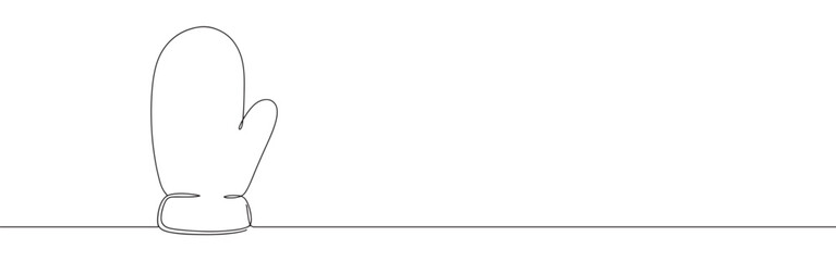 Mitten line art. Winter background. Gloves continuous one line drawing.