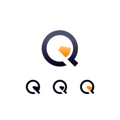 Logo Letter Q, digital cyber space alphabet font