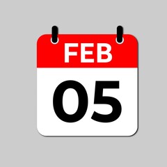 February 5 Day Calendar Vector Icon Perfect for planner, reminder, time management, schedule, office, business, and monthly event start design template