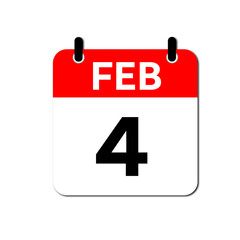 February 4 Day Calendar Vector Icon Perfect for planner, reminder, time management, schedule, office, business, and monthly event start design template
