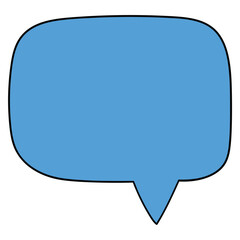 Hand-drawn cartoon empty blue speech bubble isolated on a white background.