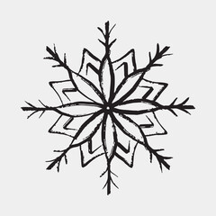 Hand drawn winter snowflake design. Sketch of a stylized star or geometric shape with a mystical, hand-drawn feel. Witch sigil. Vector sketch vintage style crayon illustration. Spiritual sign