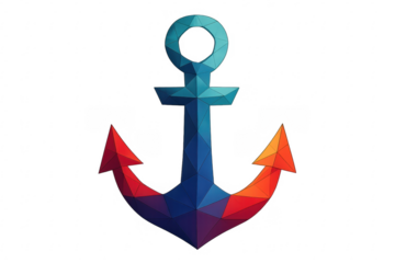 Nautical anchor low poly colorful abstract illustration