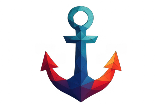 Nautical anchor low poly colorful abstract illustration
