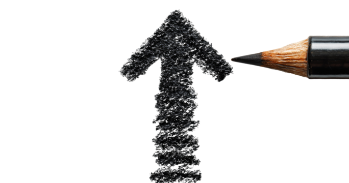 Graphite arrow drawn upward