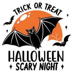 Spooky Bat Halloween Night, Trick Or Treat Halloween Scary Night Shirt, trick or treat shirt, Scary Halloween T-Shirt, Spooky Shirt, Scary Night Tee
