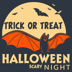 Spooky Bat Halloween Night, Trick Or Treat Halloween Scary Night Shirt, trick or treat shirt, Scary Halloween T-Shirt, Spooky Shirt, Scary Night Tee