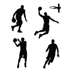 Dynamic basketball player silhouettes capturing action and athleticism in sport graphics silhouette