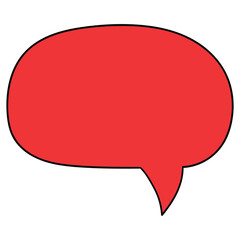 Hand-drawn cartoon empty red speech bubble on a white background.