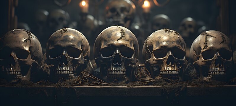 Tiny figures from life skull,generative AI