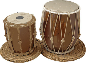 Indian tabla drums on woven mats indian drums percussion