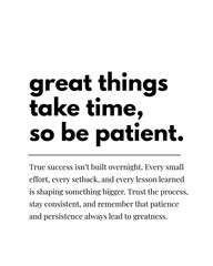 Great Things Take Time - Printable Wall Art, Motivational Quote Poster, Positive Affirmation Art, Mental Health Print, Digital Download