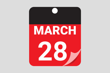 28 March calendar date vector illustration for business planner and deadline reminder design 2026