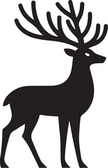 Silhouette of a majestic stag with large branching antlers against a white background