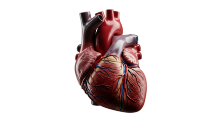 Detailed anatomical illustration of the human heart isolated on white background.