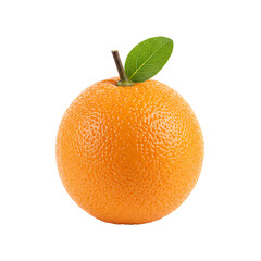 Fresh orange fruit with green leaf on white background  