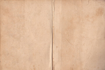 Open OId Book Cover Background. Vintage antique open notebook. Detailed texture of aged book cover for education, history projects, game, treasure backdrop