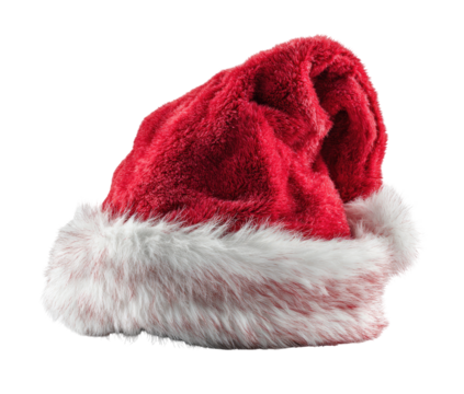 Red Santa hat with white fur trim