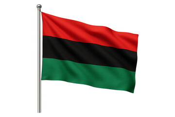 Obraz premium Pan-African Flag. Black Liberation. Africa. The Pan-African or Black Liberation flag waving on a pole, isolated as a PNG clip art on a transparent background for Black History Month.
