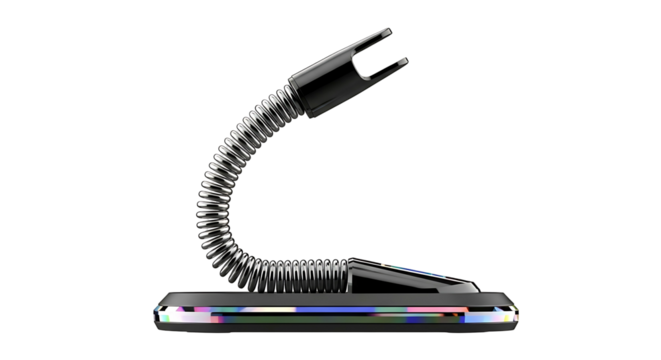 Flexible Gooseneck Desktop Microphone Stand Isolated on White.