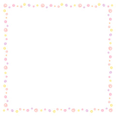 かわいい水玉の水彩風フレーム　正方形