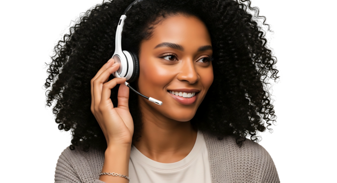 Friendly Customer Service Representative with Headset Smiling. - Powered by Adobe