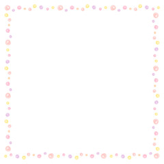 かわいい水玉の水彩風フレーム　正方形